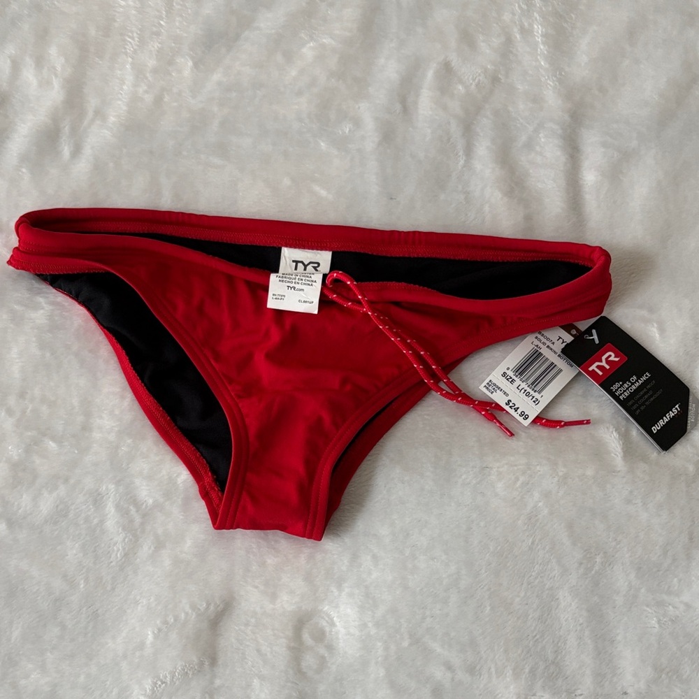 TYR Red Bikini Bottom with Black Lining